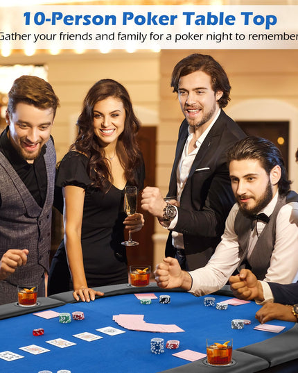 Giantex 84" x 42" Poker Table Top, 10 Player Oval Triple-Fold Blackjack Poker Card Table Topper w/Carrying Bag