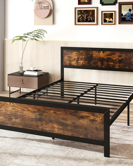 Giantex Metal Platform Bed Frame with Wood Headboard and Footboard