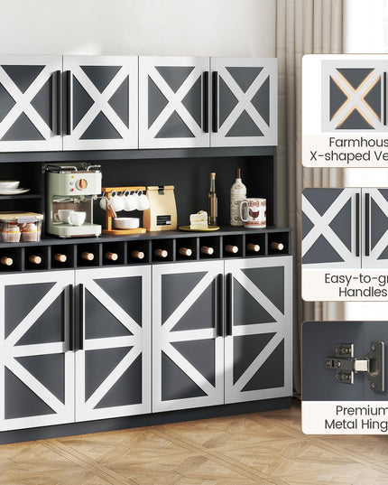 Grand placard de cuisine Giantex de 178 cm de haut, 160 cm de large, style ferme