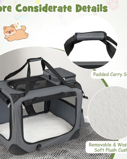 Giantex Folding Soft Dog Crate with 5-Sided Mesh & 3 Doors