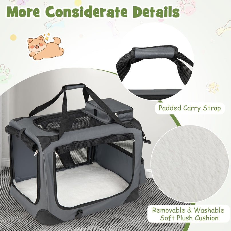 Giantex Folding Soft Dog Crate with 5-Sided Mesh & 3 Doors