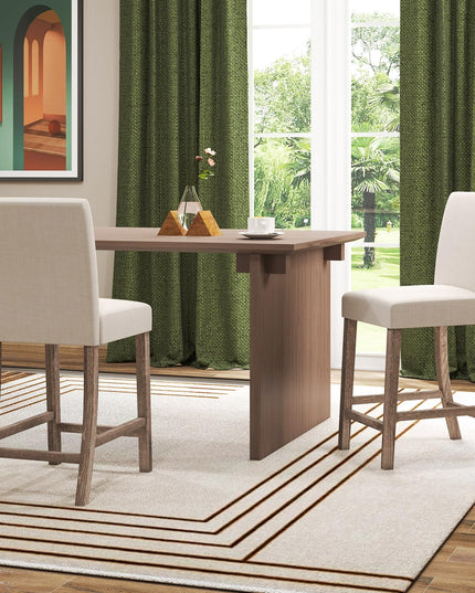 Giantex Bar Stools Counter Height, 24.5" Modern Fabric Bar Chairs with Back, Footrest & Solid Wood Legs