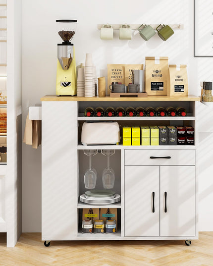 Giantex Rolling Kitchen Island Cart w/Drop Leaf