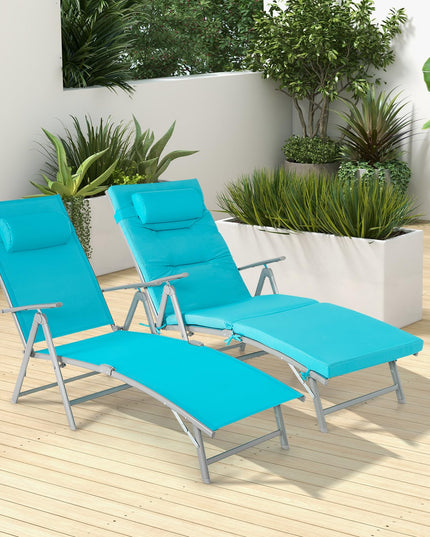 Giantex Folding Chaise Lounge Chair - Outdoor Reclining Chair with Removable Seat Cushion, Headrest Pillow
