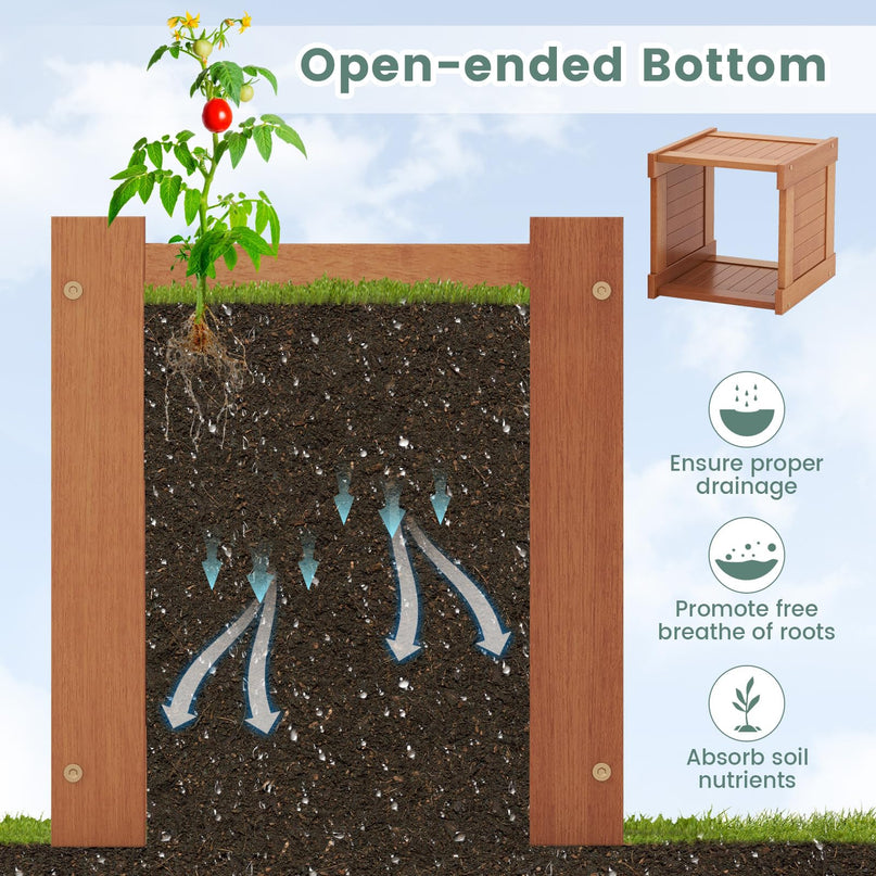 Giantex 2-in-1 Outdoor Bench with 2 Raised Garden Beds