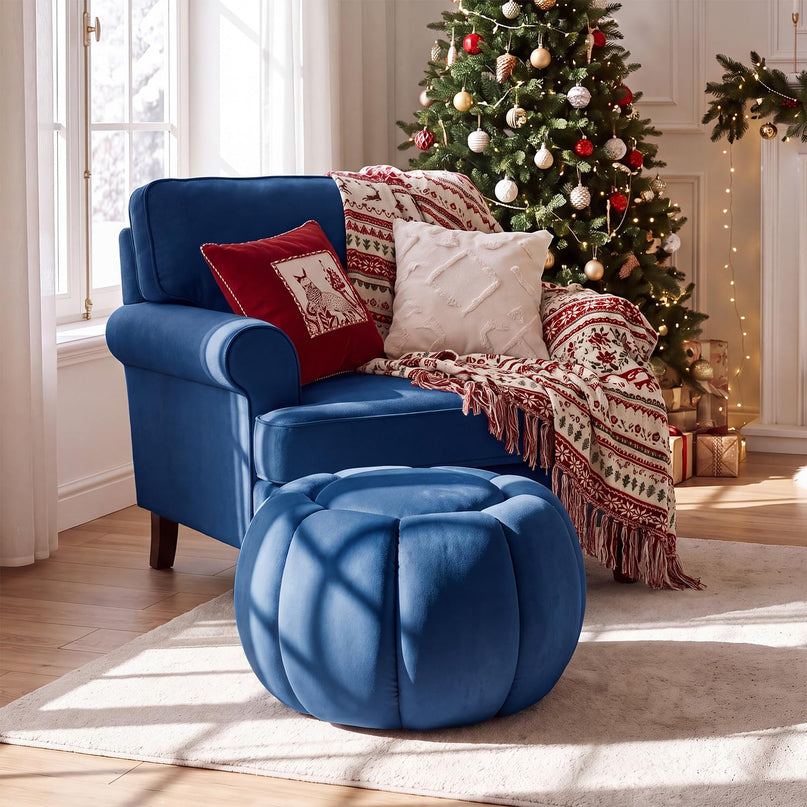 GIANTEX Pumpkin Shaped Round Ottoman Coffee Table with Storage & Removable Lid