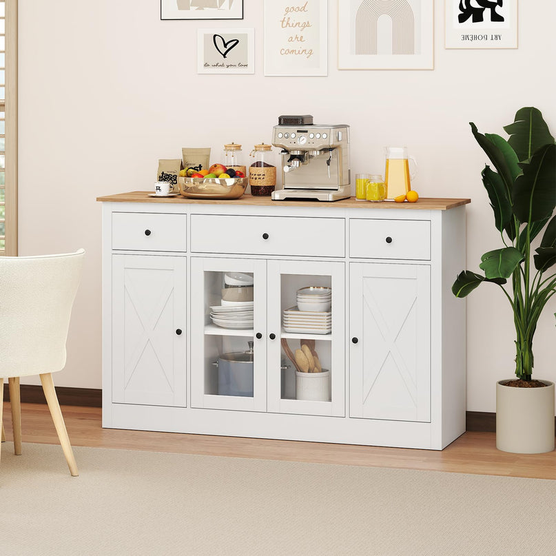 Giantex 55" Large Buffet Sideboard with 3 Drawers for Dining Room