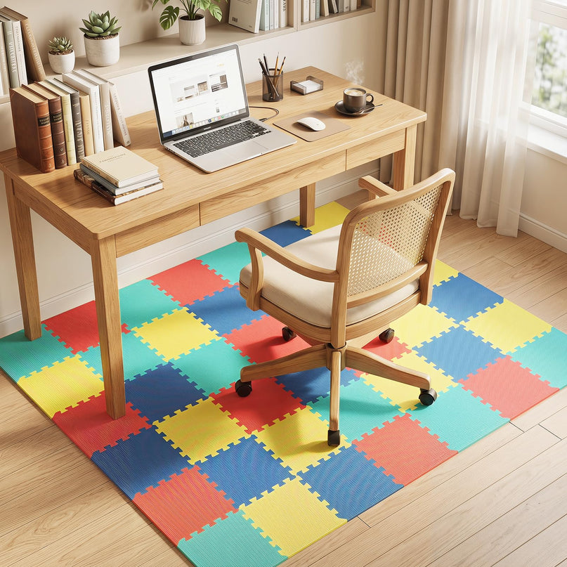 Giantex 0.4" Thick Non-Slip Interlocking Exercise Mat with Borders
