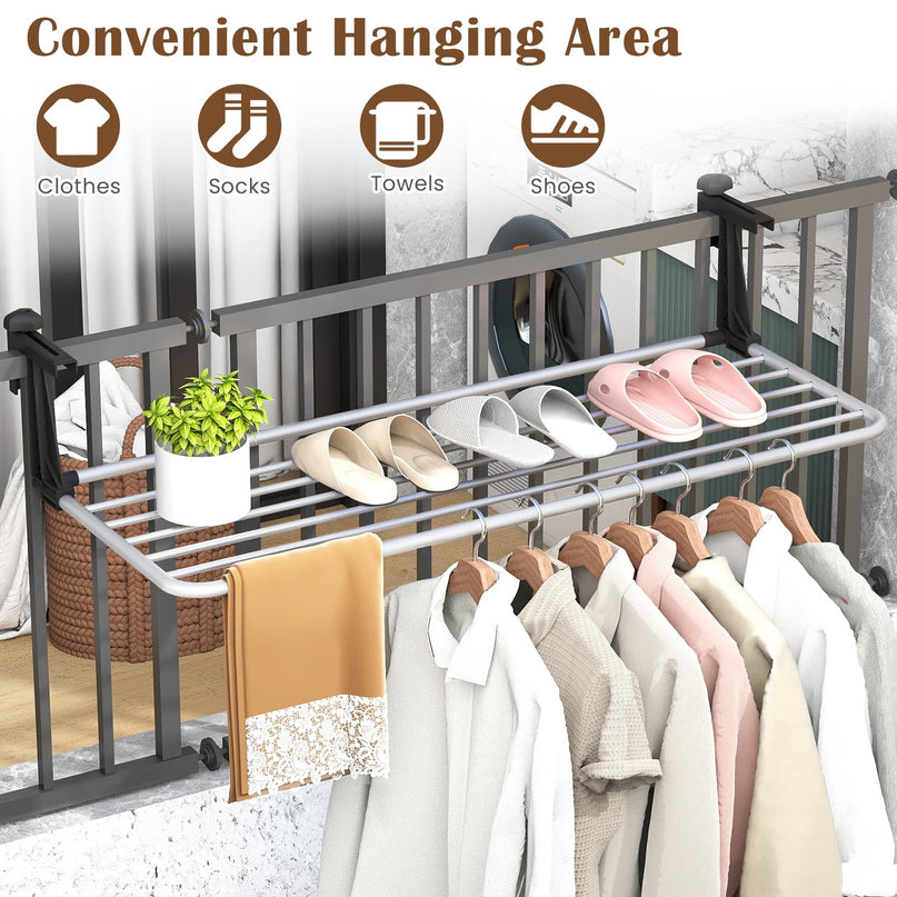 Giantex 37" L Aluminum Hanging Laundry Rack with Adjustable and Foldable Brackets