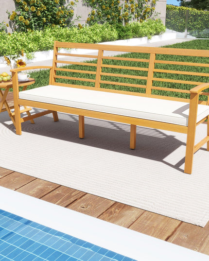 Giantex Acacia Wood Outdoor Bench, 3-Seat Patio Bench with Removable Cushion