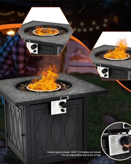 Giantex Outside Propane Fire Pit - 50,000 BTU/14.65KW Fire Pit Table, 32 Inch, Black