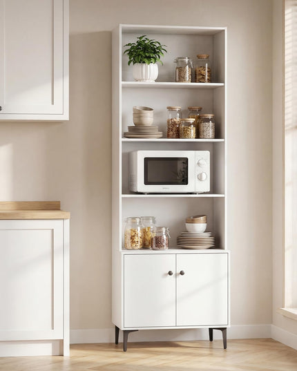 Giantex 68.5" Tall Bookcases with 2 Doors | Floor Standing 5 Tier Bookshelf Display Shelves