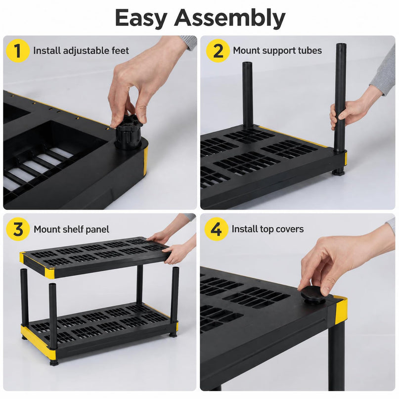 GIANTEX 4-Tier Freestanding Plastic Storage Shelf with Anti-Tipping Kit & Adjustable Feet