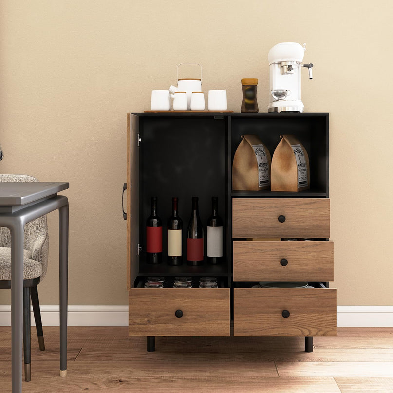 Giantex Storage Cabinet with 4 Drawers Mid Century Modern Buffet Sideboard