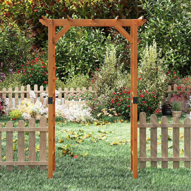 Giantex 7FT Wood Garden Arbor Trellis Wooden Wedding Arch for Ceremony Party