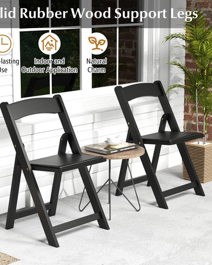 Giantex Folding Chairs, Wooden Dining Chairs Set, Padded Foldable Chairs w/Backrest