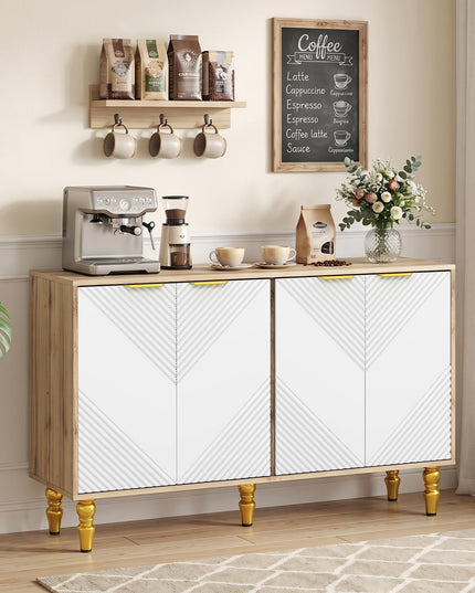GIANTEX 47" Sideboard Buffet Cabinet with 4 Fluted Doors