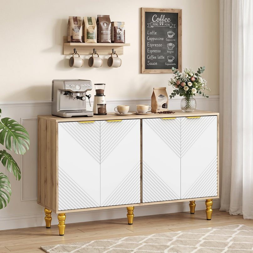GIANTEX 47" Sideboard Buffet Cabinet with 4 Fluted Doors