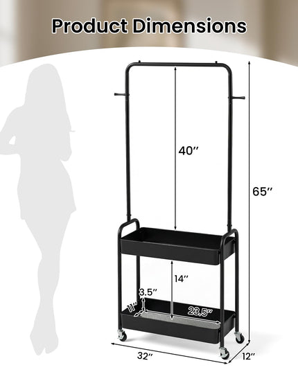 Giantex Metal Garment Rack with Lockable Wheels for Bedroom