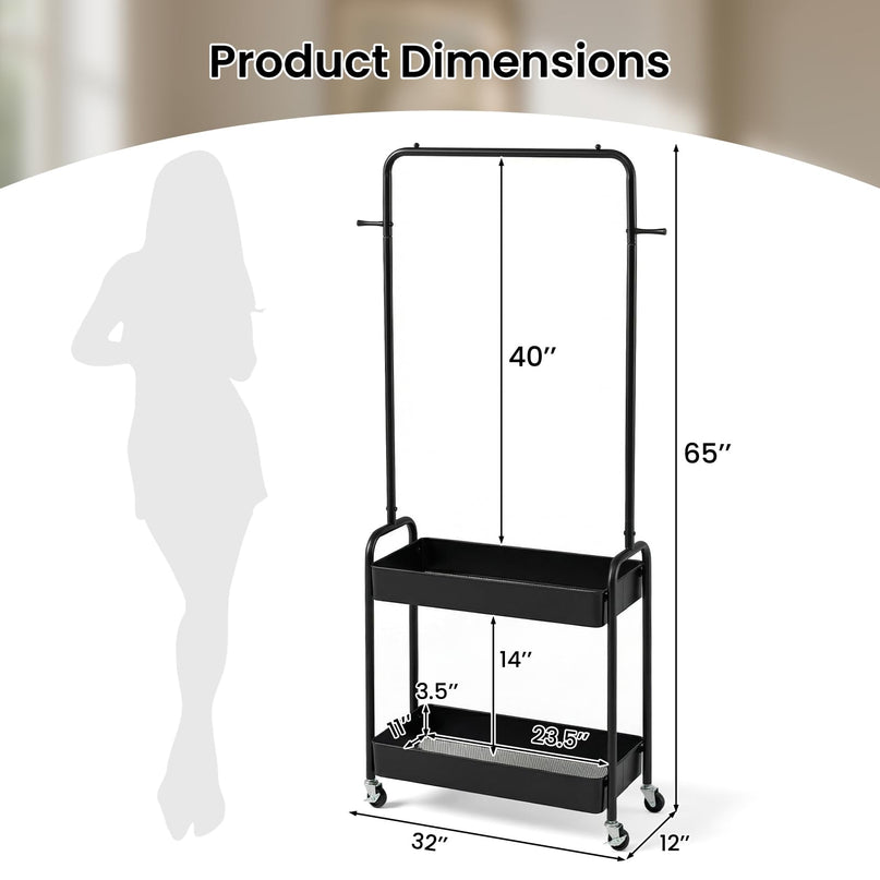 Giantex Metal Garment Rack with Lockable Wheels for Bedroom