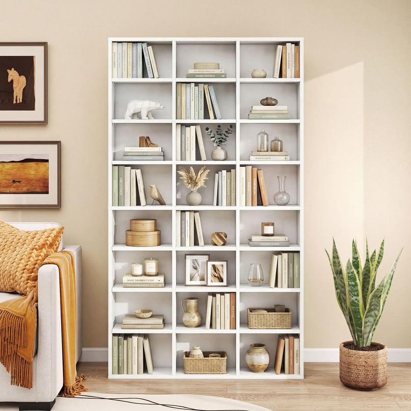 Giantex 70" Tall White Bookshelf with 24 Open Cube & 18 Adjustable Display Storage Shelves