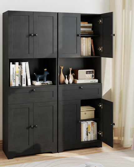 Armoire de Cuisine Autoportante Moderne Giantex de 171 cm de Haut avec 4 Portes et 1 Tiroir