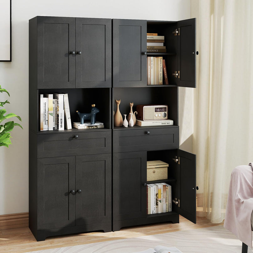 Armoire de Cuisine Autoportante Moderne Giantex de 171 cm de Haut avec 4 Portes et 1 Tiroir
