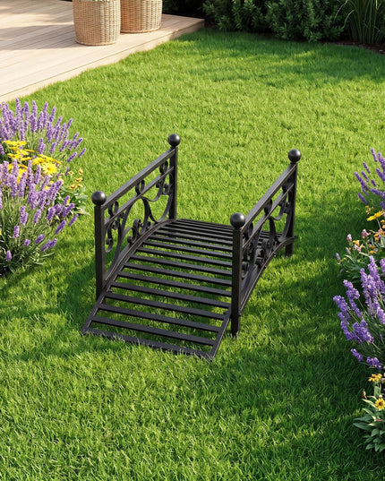 Giantex 3.3 FT Metal Garden Bridge with Powder-Coated Finish & Scrollwork Rails