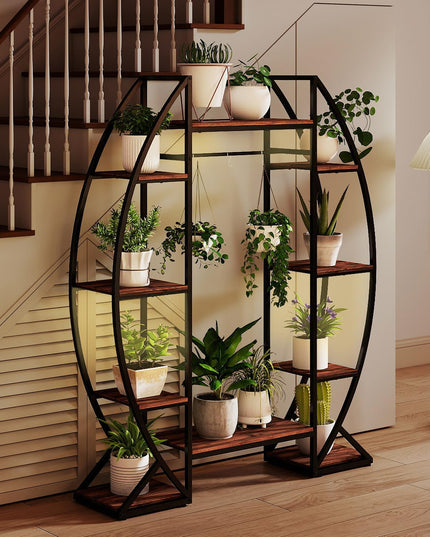 Giantex Plant Stand Indoor with Grow Lights 10-Tier 63" Tall Metal Plant Shelf