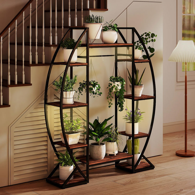 Giantex Plant Stand Indoor with Grow Lights 10-Tier 63" Tall Metal Plant Shelf