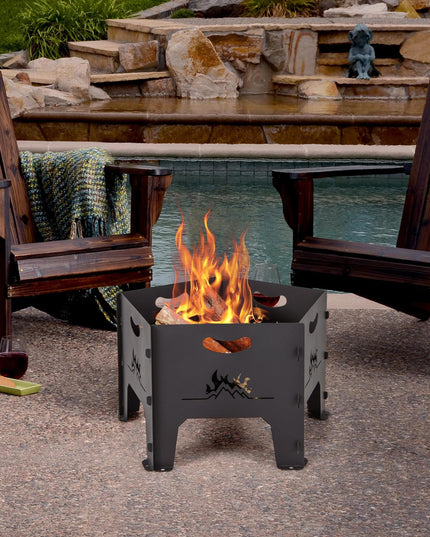Giantex Portable Fire Pit for Outside - 19" Collapsible Wood Burning Fire Pit