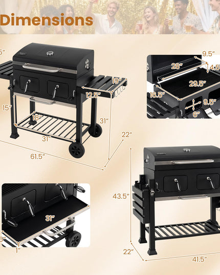 Giantex 752 sq.in Extra-Large BBQ Grill with Wheels