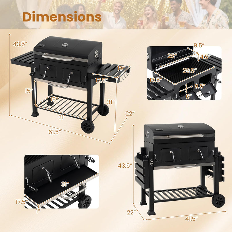 Giantex 752 sq.in Extra-Large BBQ Grill with Wheels