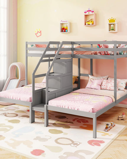 Giantex Twin Over Twin & Twin Bunk Bed for Kids Teens