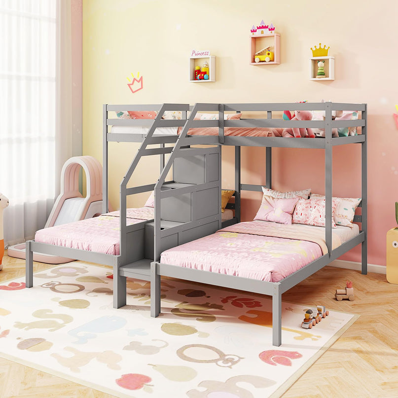 Giantex Twin Over Twin & Twin Bunk Bed for Kids Teens