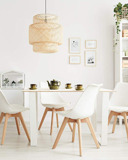 Set of 4 Mid Century Dining Chairs Wood Legs White
