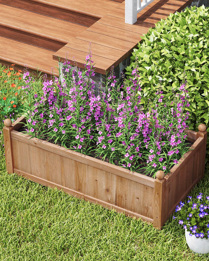 Wood Raised Garden Bed, 46” x 24” x 16” Rectangular Flower Box w/Drainage Holes