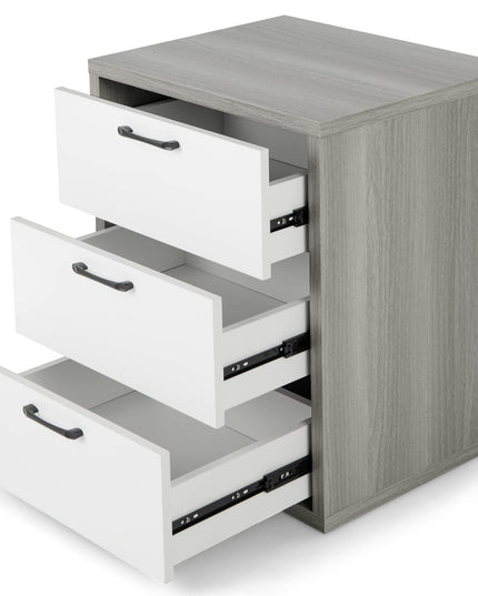 Giantex Storage Drawer Dresser - Wood End Table, Night Stand with 3 Drawers (1, White & Gray)