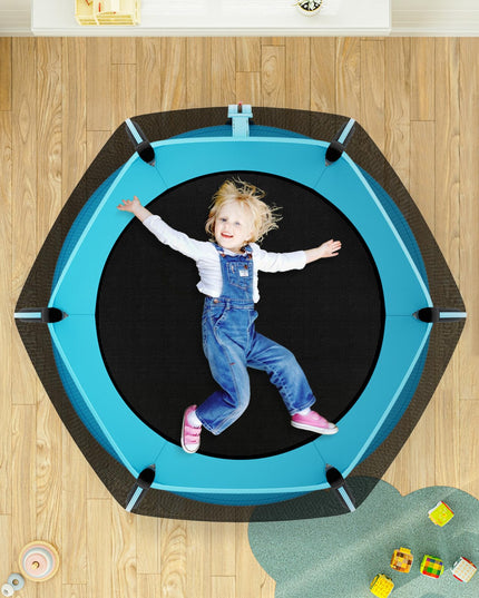 Giantex 55" Trampoline for Kids, Mini Toddler Trampoline w/Enclosure Net, Safety Pad, Outdoor Indoor Kids Trampoline for Boys Girls Gift, Blue