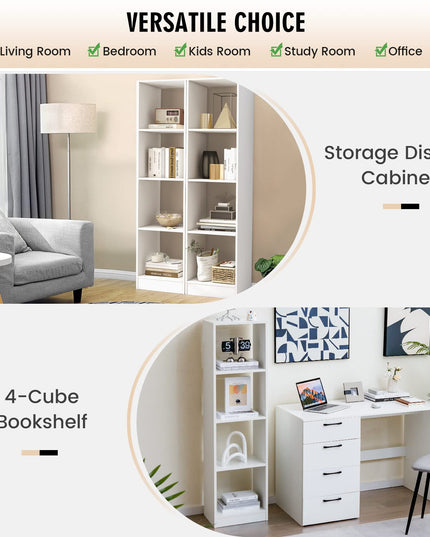 Giantex 56” Tall Bookcase, 4-Cube Bookshelf with 4 Anti-Tipping Kits