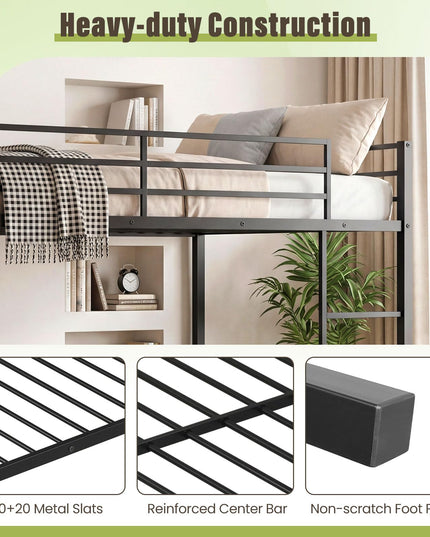 Giantex Metal Bunk Bed Full Over Full | Heavy-Duty Bunk Bed Frame with Full Length Safety Guardrail