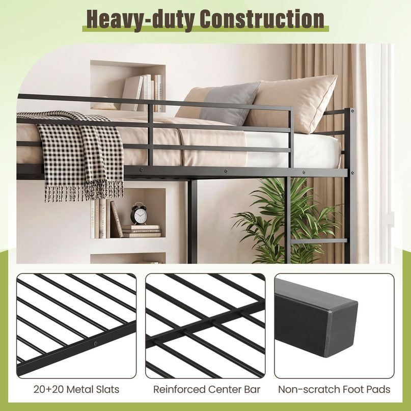 Giantex Metal Bunk Bed Full Over Full | Heavy-Duty Bunk Bed Frame with Full Length Safety Guardrail
