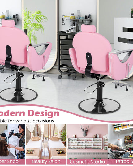 Giantex Reclining Barber Chair - Salon Chair for Hair Stylist, 360 Degrees Swivel