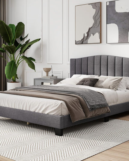 Giantex Queen Bed Frame with Adjustable Arch Tufted Headboard