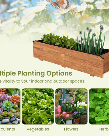 Giantex Wood Raised Garden BedRectangular Planter Box w/Drainage Hole