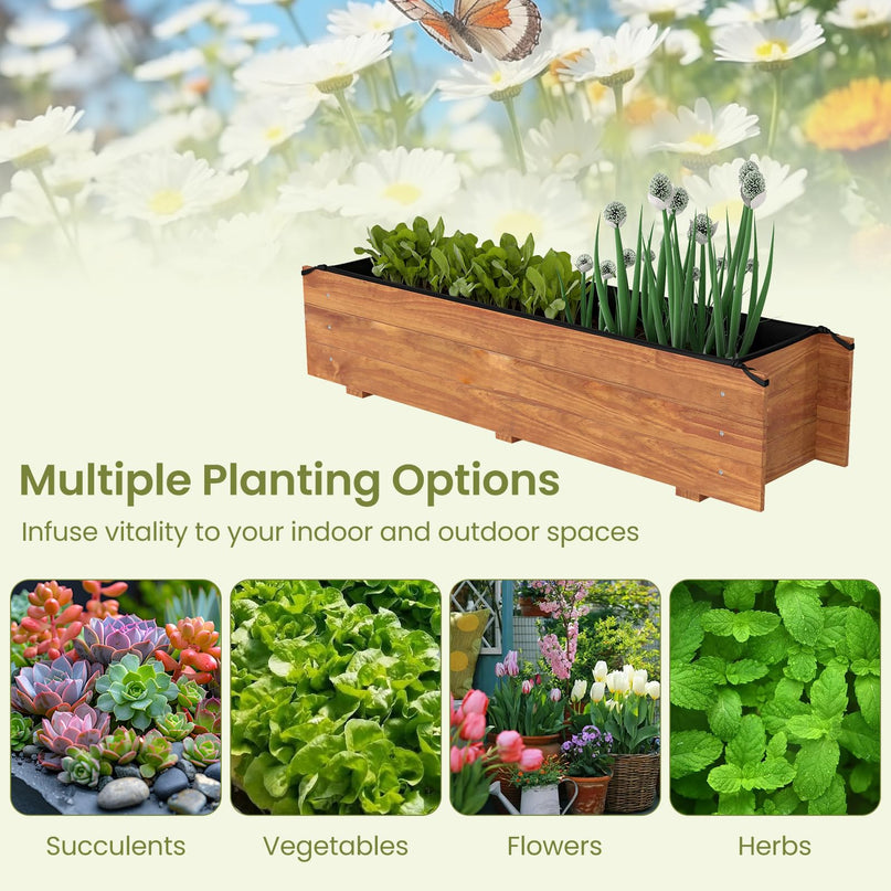 Giantex Wood Raised Garden BedRectangular Planter Box w/Drainage Hole