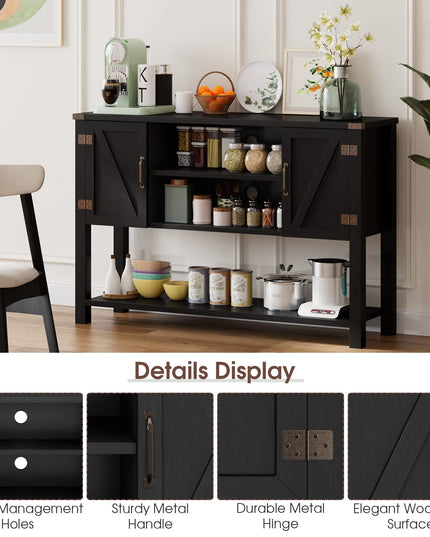 Giantex Buffet Sideboard, Farmhouse Wood Cupboard w/ 2 Storage Cabinets & 2-Tier Open Shelf