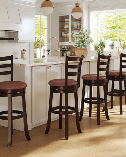 Giantex Swivel Bar Stools Set of 2/4 30" Upholstered Counter Height Bar Chairs