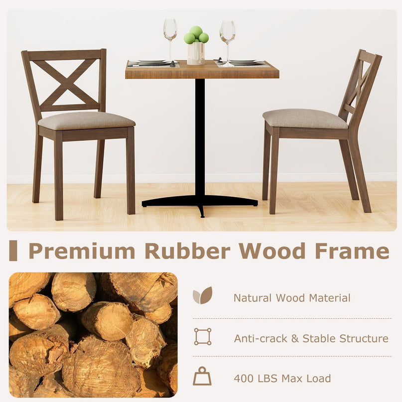 Giantex Wooden Dining Chairs Set of 2/4 with Rubber Wood Legs