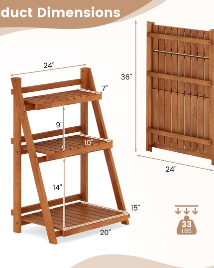 Giantex Foldable Ladder Plant Shelf for Garden Patio Balcony